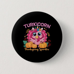 Badge Rond 5 Cm Drôle de Turquie Licorne Fille Enfant Action de Gr