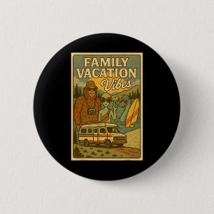 Badge Rond 5 Cm Drôle de vacances d'été Bigfoot Famille Alien Ness