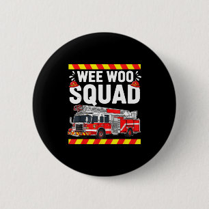 Badge Rond 5 Cm Drôle de Wee Woo Squad Pompiers Sapeurs-Pompiers