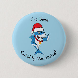 Badge Rond 5 Cm Drôle dessin animé de requin de Noël