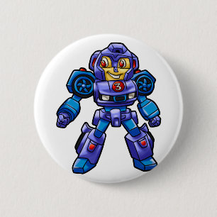 Badge Rond 5 Cm Drôle dessin animé de robot   Voiture robotique  C