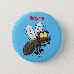Badge Rond 5 Cm Drôle dessin animé d'insecte de la mouche à cheval