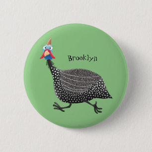 Badge Rond 5 Cm Drôle dessin animé d'oiseau de Guineafowl