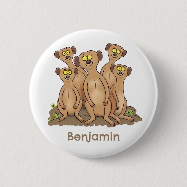 Badge Rond 5 Cm Drôle dessin de la famille meerkat (Devant)