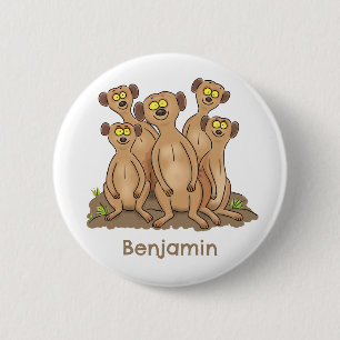 Badge Rond 5 Cm Drôle dessin de la famille meerkat