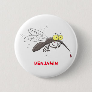 Badge Rond 5 Cm Drôle dessin d'insecte moustique