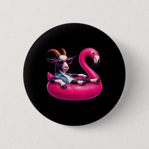 Badge Rond 5 Cm Drôle d'été Chèvre Rose Fête de piscine Hawaïenne