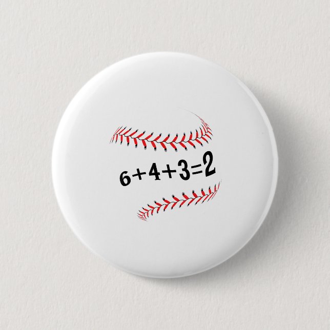 Badge Rond 5 Cm Drôle Dit Baseball 6+4+3=2 Double Play Softball (Devant)