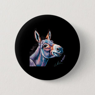 Badge Rond 5 Cm Drôle Donkey Art Donkey Head Smile Eagely Donkey