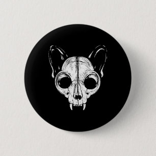 Badge Rond 5 Cm Drôle Effrayant Éffrayant Chat Feline Skull Skelet