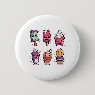 Badge Rond 5 Cm Drôle Éffrayant Horreur Halloween Crème de glace T