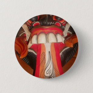Badge Rond 5 Cm Drôle effrayant Langue bizarre asiatique Halloween
