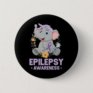 Badge Rond 5 Cm Drôle Epilepsie Sensibilisation Fleur Eléphant Rub