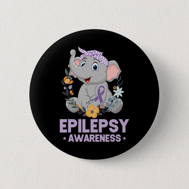 Badge Rond 5 Cm Drôle Epilepsie Sensibilisation Fleur Eléphant Rub (Devant)