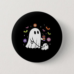 Badge Rond 5 Cm Drôle Fantôme Marche Chien Éffrayant Fantôme Hallo
