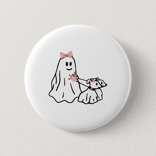 Badge Rond 5 Cm Drôle Fantôme Marcher Chien Saison Éffrayante Hall