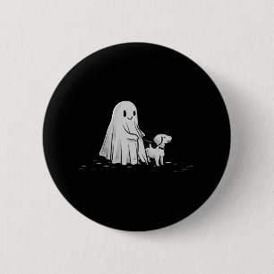 Badge Rond 5 Cm Drôle Fantôme Marcher Chien Saison Éffrayante Hall