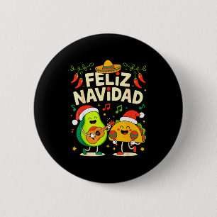Badge Rond 5 Cm Drôle Feliz Navidad Avocat Tacos Noël Mexicain