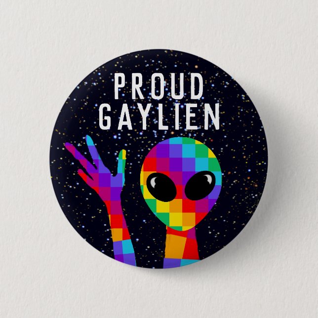 Badge Rond 5 Cm Drôle GAYLIEN LGBT Gay pride (Devant)
