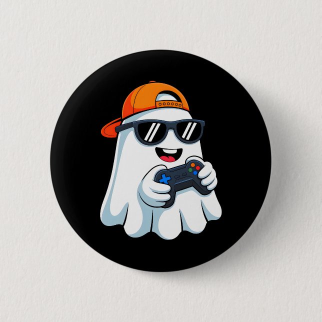 Badge Rond 5 Cm Drôle Ghost Jeu Vidéo Halloween Jeu Bo (Devant)