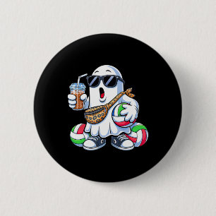 Badge Rond 5 Cm Drôle Ghost Volleyll Boo Café Halloween Hommes