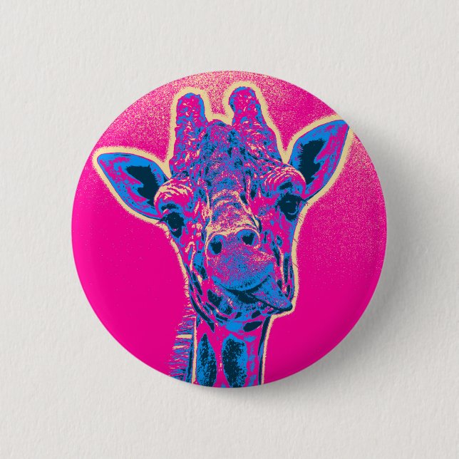 Badge Rond 5 Cm Drôle Giraffe Sticking out son langue (Devant)