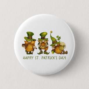 Badge Rond 5 Cm Drôle Gnomes Irlandais Bonne St Patrick's Day