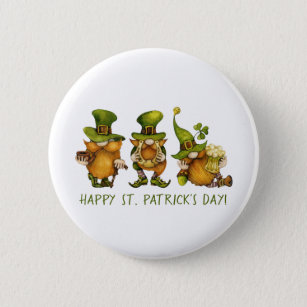 Badge Rond 5 Cm Drôle Gnomes Irlandais Bonne St Patrick's Day