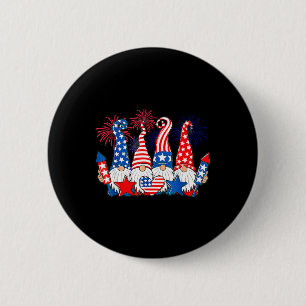 Badge Rond 5 Cm Drôle Gnomes Patriotique American Flag Gnomes mign