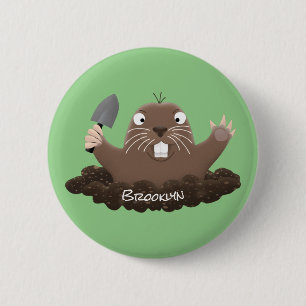 Badge Rond 5 Cm Drôle gopher de poche creusant dessin dessin de de