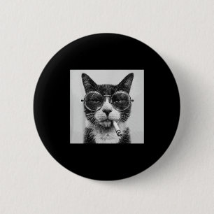 Badge Rond 5 Cm Drôle Graphisme Chat Fumer Adulte Amusant _1
