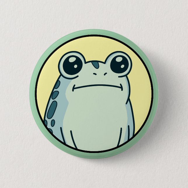 Badge Rond 5 Cm Drôle Grenouille Crapaud Impassible  (Devant)