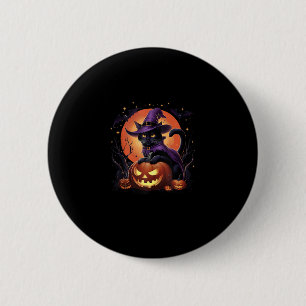 Badge Rond 5 Cm Drôle Halloween Chat noir Citrouille Costume Chat