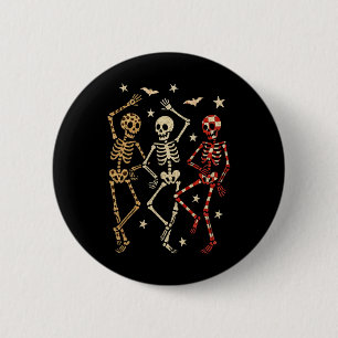 Badge Rond 5 Cm Drôle Halloween Éffrayants os Crâne Danser Cadeau