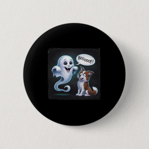 Badge Rond 5 Cm Drôle Halloween Ghost Husky Chien Boop Silencieux