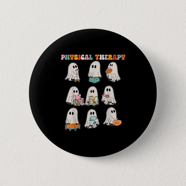 Badge Rond 5 Cm Drôle Halloween Ghost Physiothérapie Pt Physique (Devant)