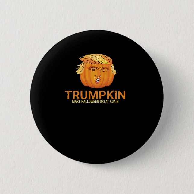 Badge Rond 5 Cm Drôle Halloween Trumpkin - Automne Faire Halloween (Devant)