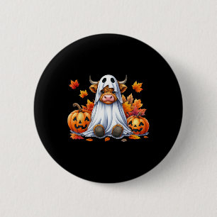 Badge Rond 5 Cm Drôle Halloween Vache fantôme Citrouille Éffrayant