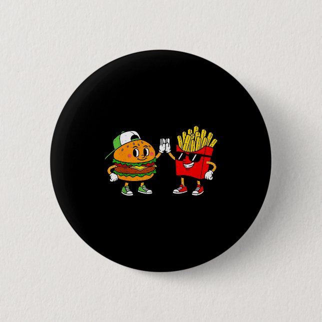 Badge Rond 5 Cm Drôle Hamburger Frites Combo Snacks Nourriture Rap (Devant)