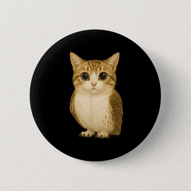 Badge Rond 5 Cm Drôle Internet tendance mème maudit Chat Chouette  (Devant)