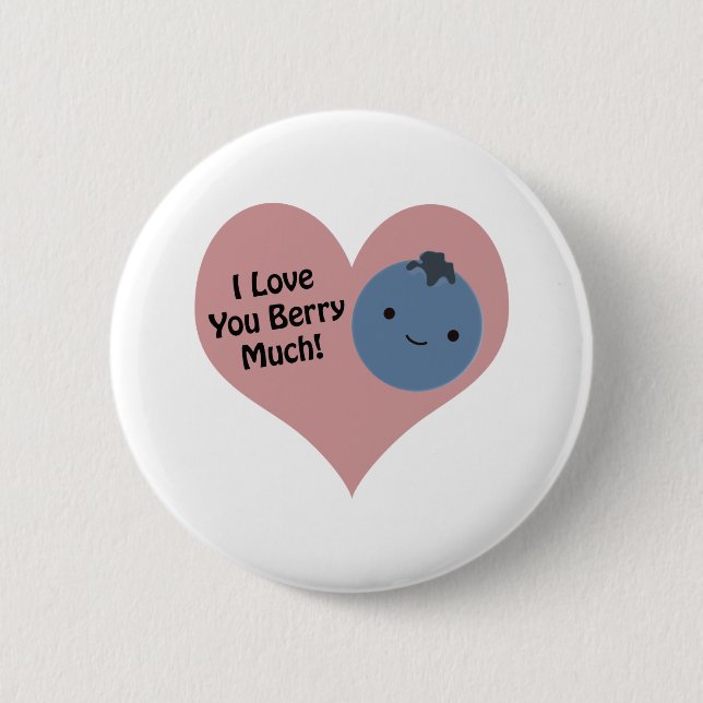 Badge Rond 5 Cm Drôle Je T'Aime Berry Beaucoup mignon Kawaii Blueb (Devant)