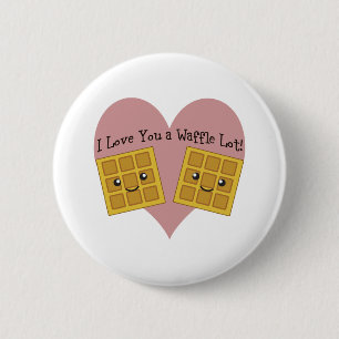 Badge Rond 5 Cm Drôle Je T'Aime Une gaufre Beaucoup mignonne gaufr