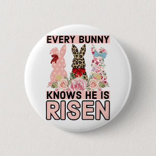 Badge Rond 5 Cm Drôle Jésus Pâques, Chaque Lapin Sait Qu'Il Est Re
