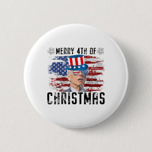 Badge Rond 5 Cm Drôle Joe Biden Joyeux 4 de Noël 4 juillet