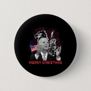 Badge Rond 5 Cm Drôle Joe Biden Joyeux Noël en juillet Drapeau amé