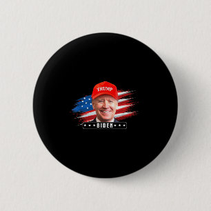 Badge Rond 5 Cm Drôle Joe Biden portant le Casquette Trump