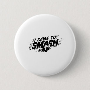Badge Rond 5 Cm Drôle Joueur Badminton Humour Smash Shuttle 1