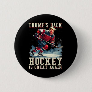 Badge Rond 5 Cm Drôle Joueur Trump Cool Vintage de hockey sur glac