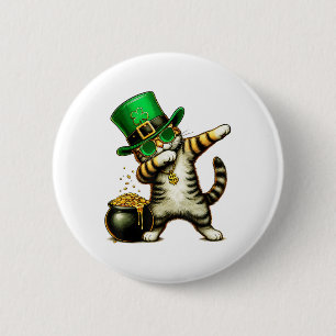 Badge Rond 5 Cm Drôle Jour de la Saint Patrick Dabbing Chat St Pad