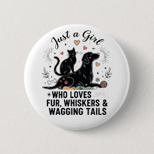 Badge Rond 5 Cm Drôle Juste une fille qui aime les chats et les ch
